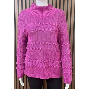 Nic+Zoe Adore A Ball Women's M Pink Sweater Cotton Pullover‎ Chunky Knit Casual